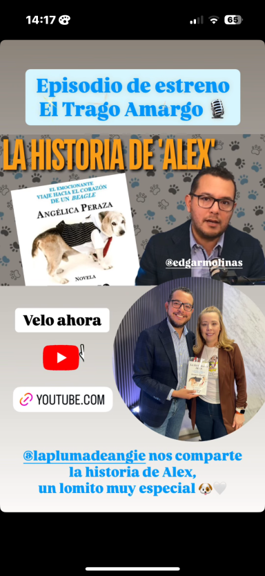 Entrevista en medios Promoción de un episodio sobre "La historia de Alex" y enlace a YouTube.